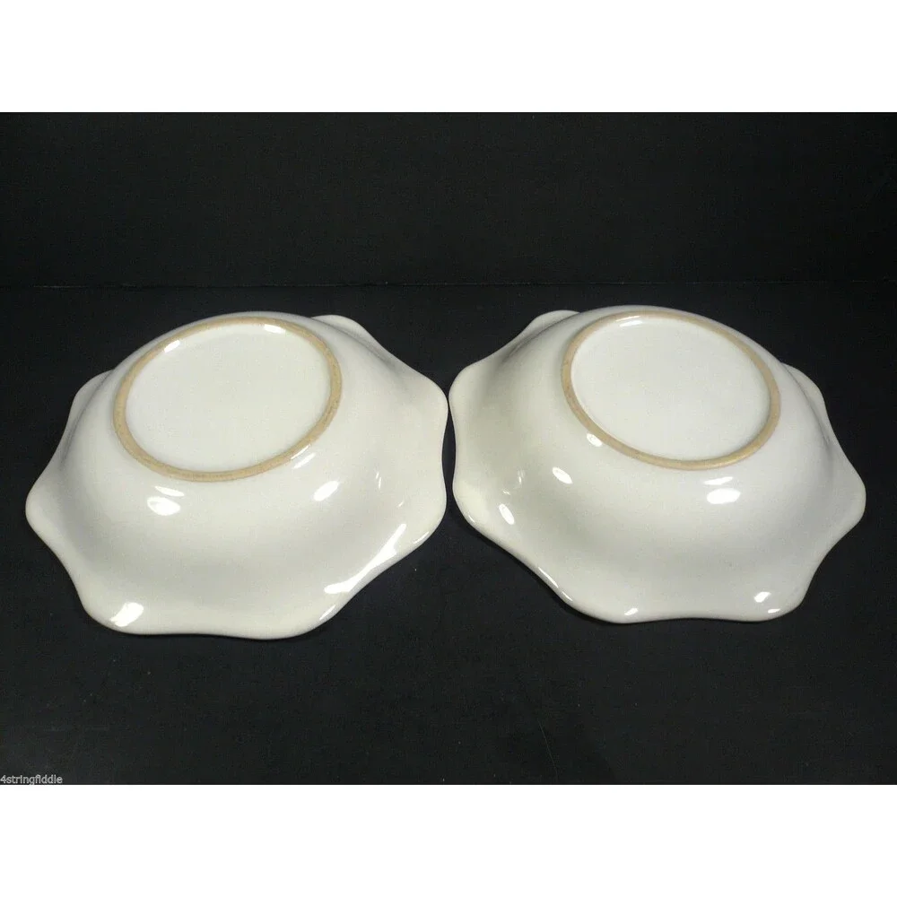 2 Art Pottery Accent White Bowls 8 1/2